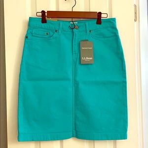 L.L. Bean Malachte Green Denim Skirt